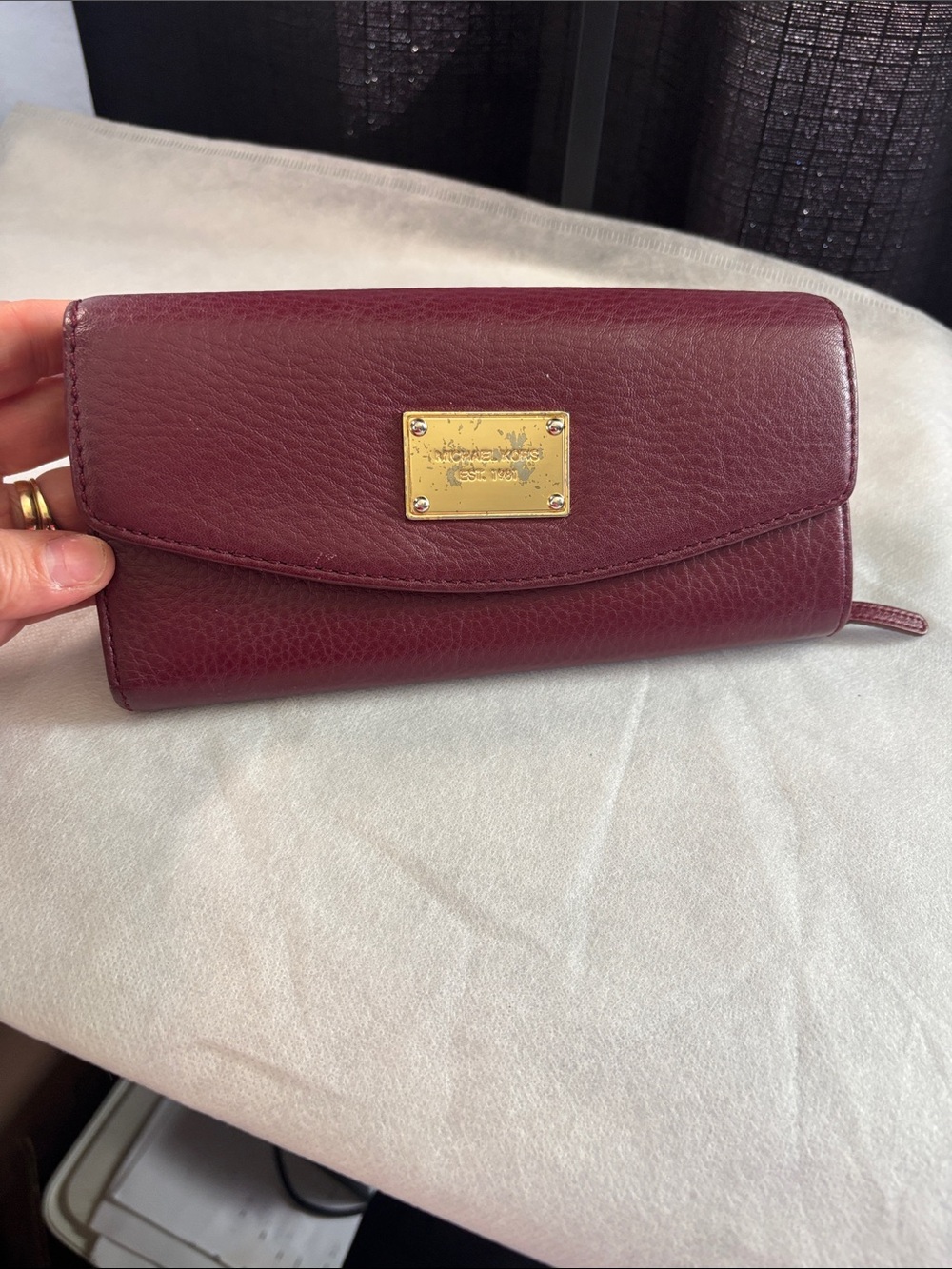 Michael Kors Burgundy Leather Wallet with Gold Plaque - Picture 15 of 15